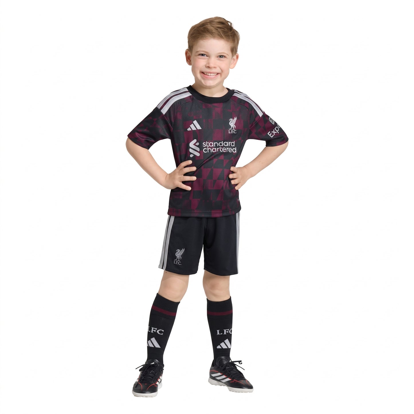 Kit Infantil Liverpool Third 26/27  - Preto e Vermelho