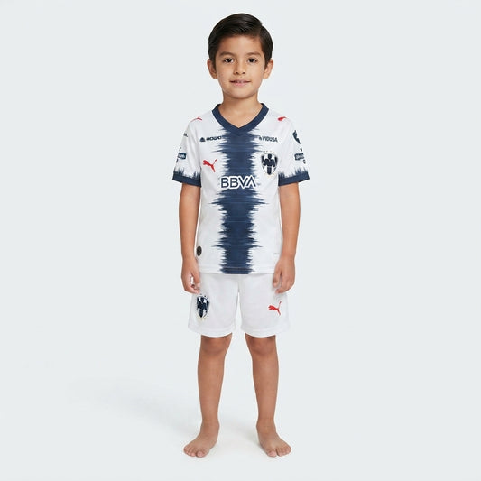 Kit Infantil Monterrey Away 26/27 - Branco e Azul