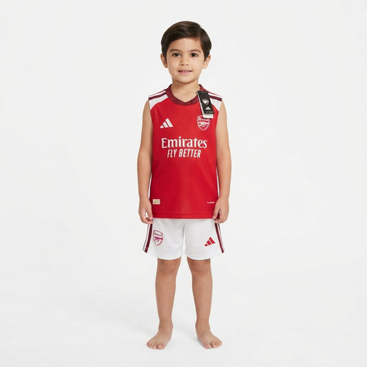 Kit Infantil Regata Arsenal Home 26/27 - Vermelho e Branca