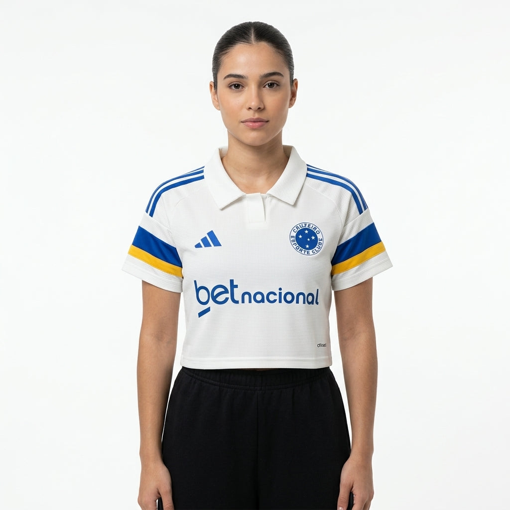 Cruzeiro Cropped Third 26/27 Adidas Feminina - Branco