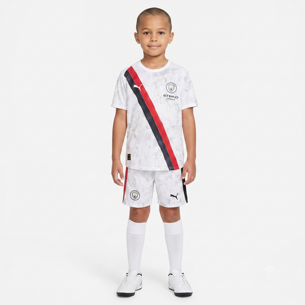 Kit Infantil Manchester City Away 25/26  - Branco