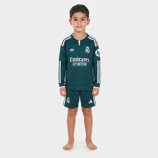 Kit Infantil Real Madrid Away Manga Longa 26/27 -  Verde