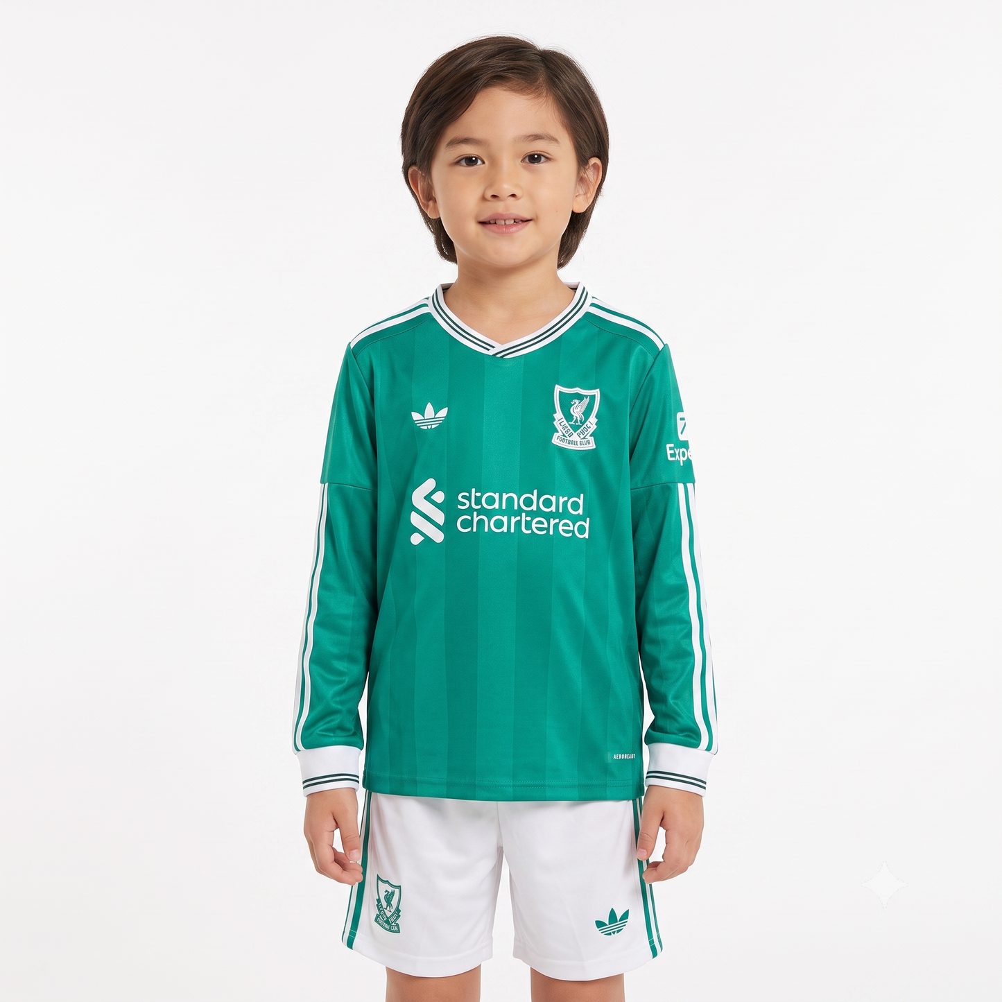 Kit Infantil Liverpool Third Manga Longa 25/26 - Verde