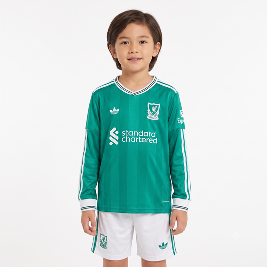 Kit Infantil Liverpool Third Manga Longa 25/26 - Verde