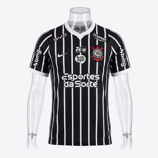 Corinthians Away 26/27 Torcedor Com Patrocínios Nike - Preta e Branca