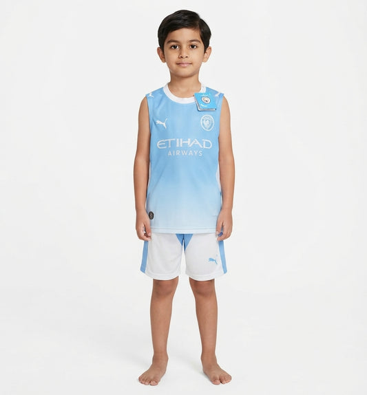 Kit Infantil Regata Manchester City Home 26/27 - Azul Claro