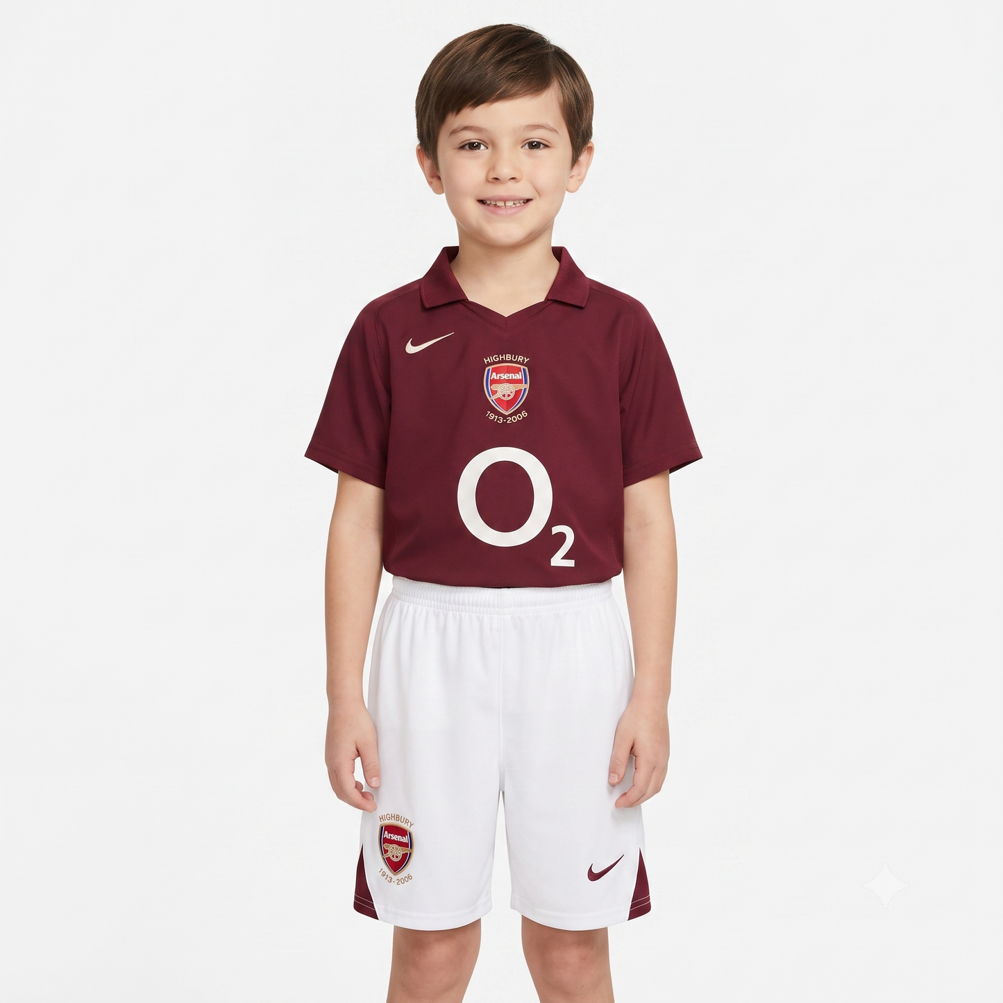 Kit Infantil Arsenal Away Retrô 03/04 - Vermelho Vinho