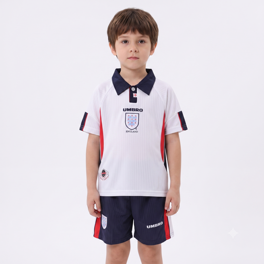Kit Infantil Inglaterra Home Retro 1998 - Branca