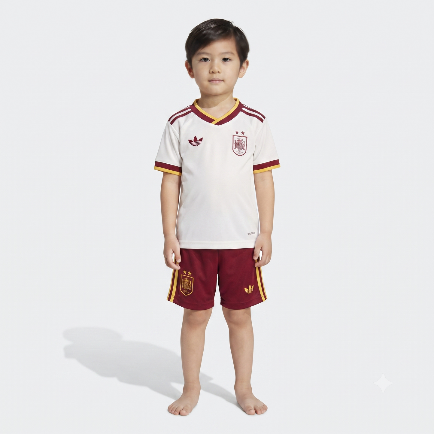 Kit Infantil Espanha Away Duas Estrelas 26/27 - Bege