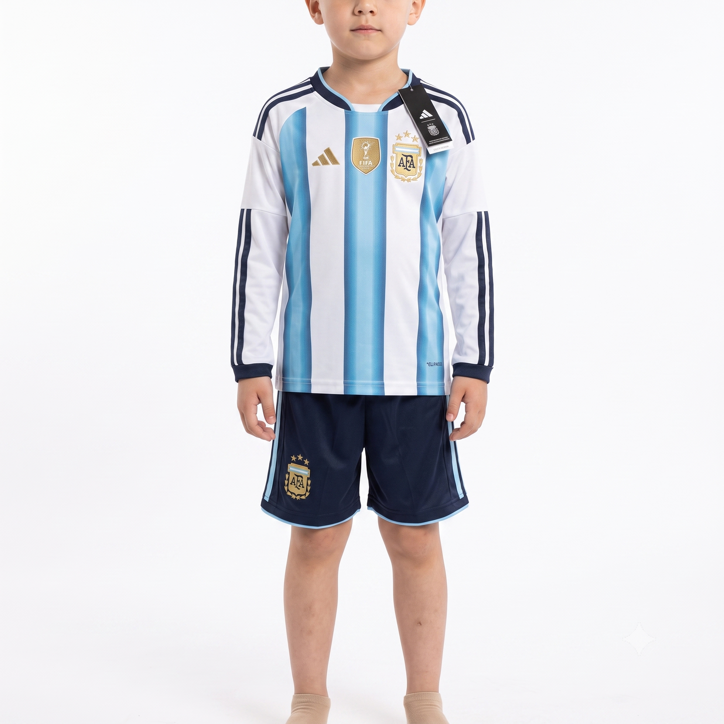 Kit Infantil Argentina Home Manga Longa 26/27 - Branco e Azul