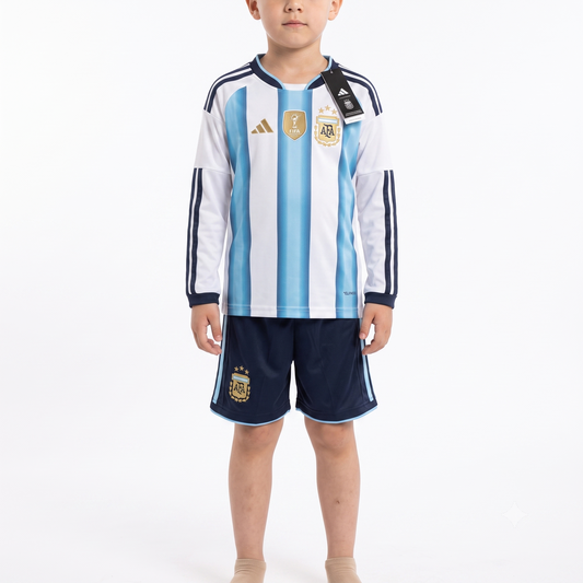 Kit Infantil Argentina Home Manga Longa 26/27 - Branco e Azul