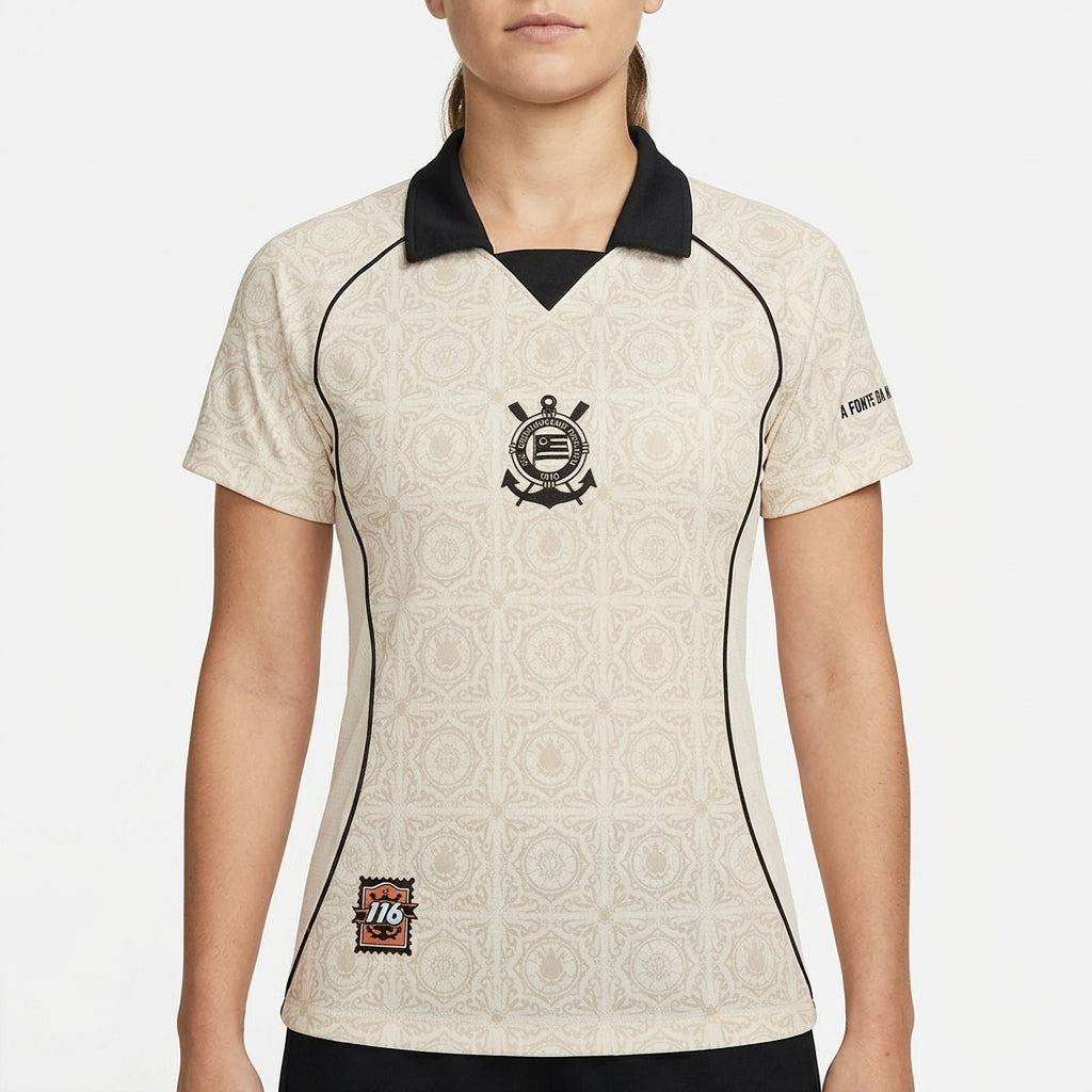 Corinthians Polo 116 Anos 26/27 Nike Feminina - Bege