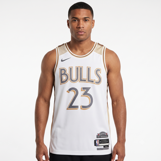 Regata Chicago Bulls Masculina - Branca e Dourada