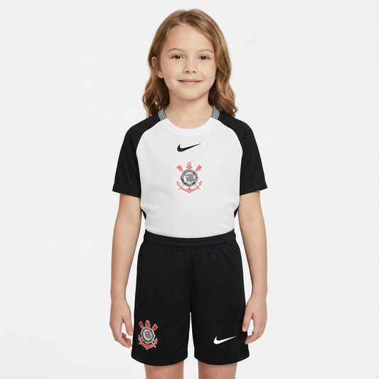 Kit Infantil Corinthians Home 25/26 - Branco e Preto