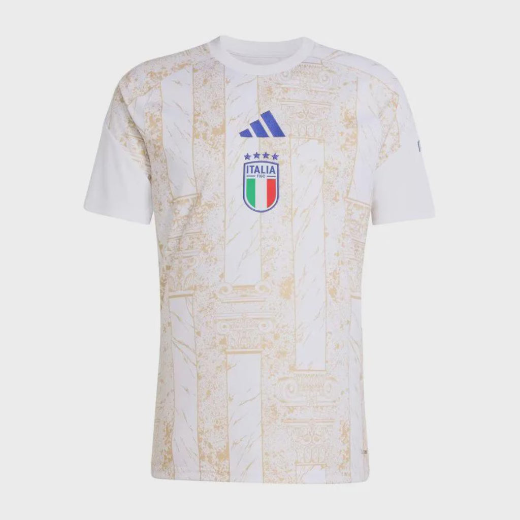 Itália Pré Jogo 26/27 Masculino Torcedor Adidas - Branca e Dourada