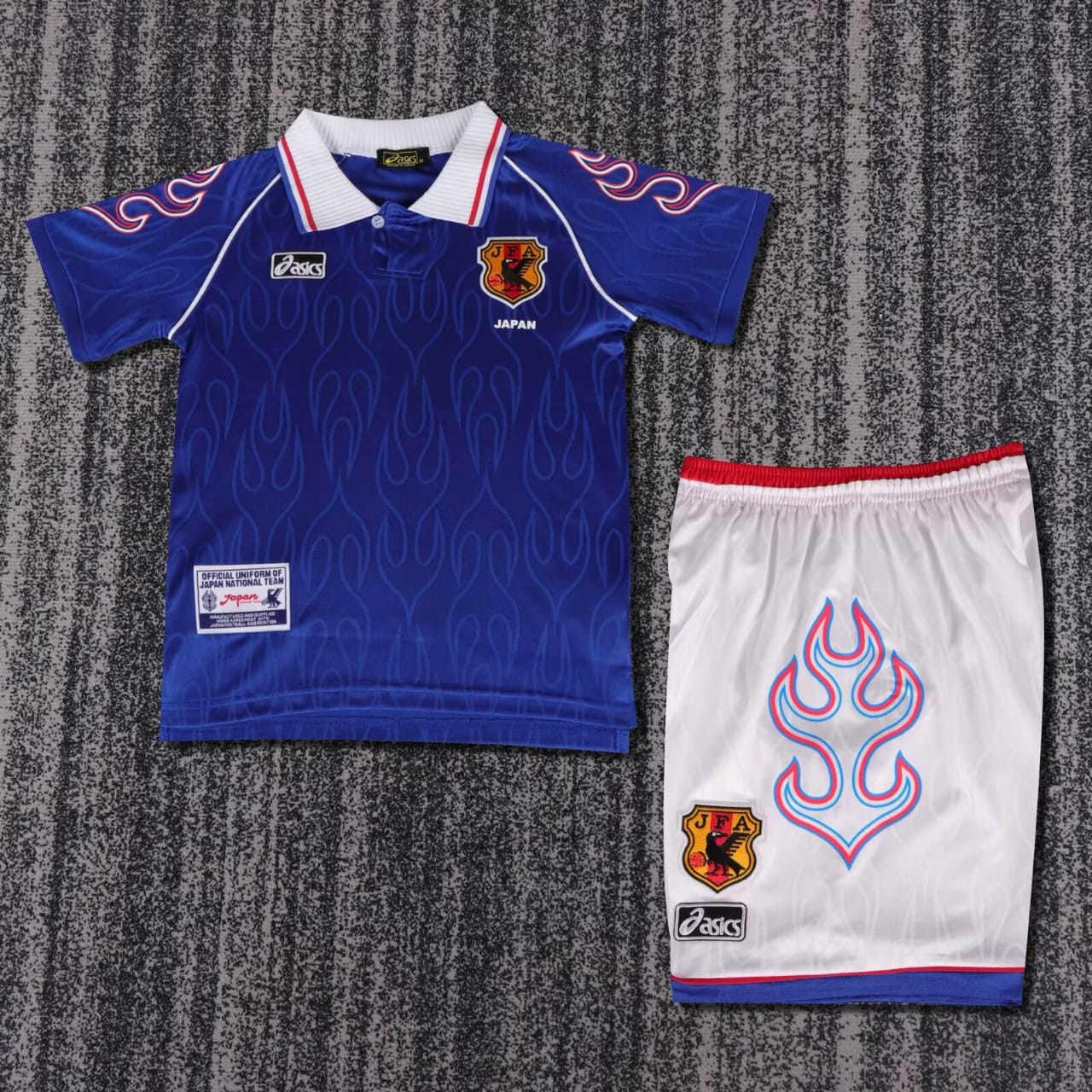 Kit Infantil Japão Home Retro 1998 Asics - Azul