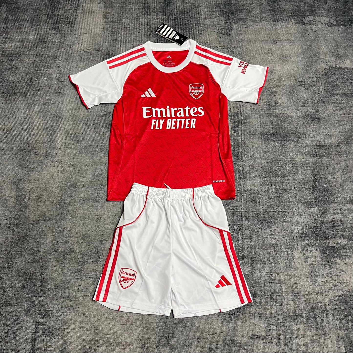 Kit Infantil Arsenal Home 25/26 - Vermelho e Branco