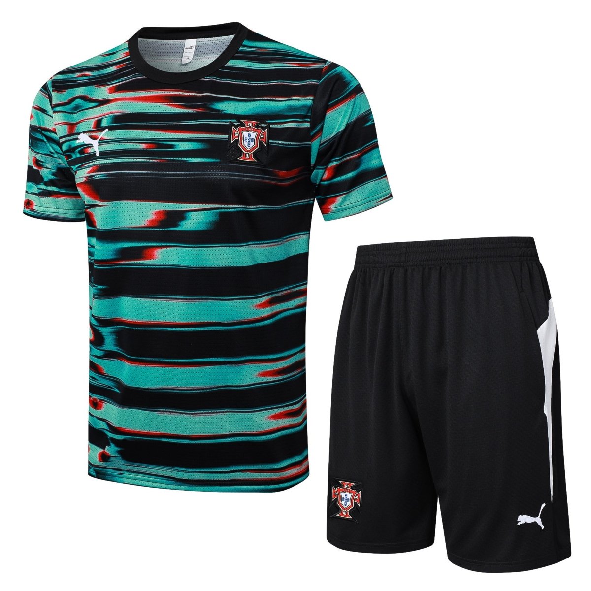 Kit de Treino Adulto Portugal 25/26 Short e Camisa - Verde e Preto