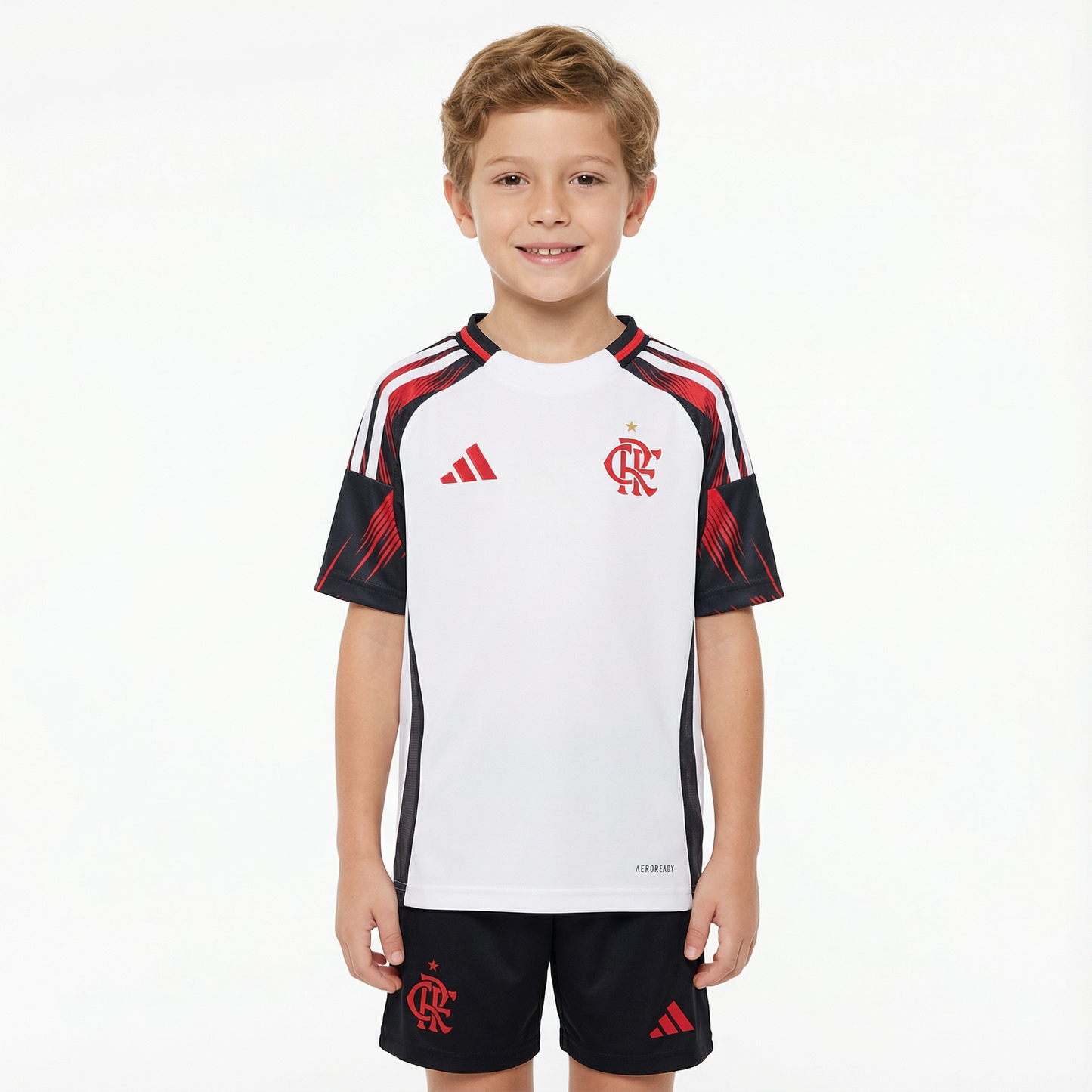 Kit Infantil Flamengo Away 25/26 - Branco e Preto