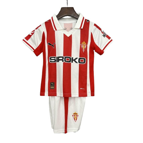 Kit Infantil Sporting Gijon Home 25/26 - Vermelho e Branco