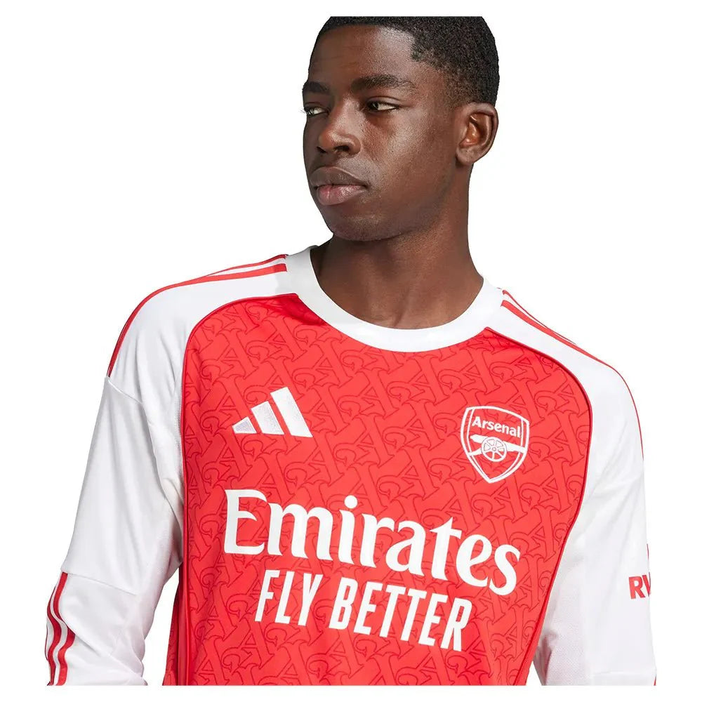 Arsenal Home 25/26 Manga Longa Adidas - Vermelho e Branco