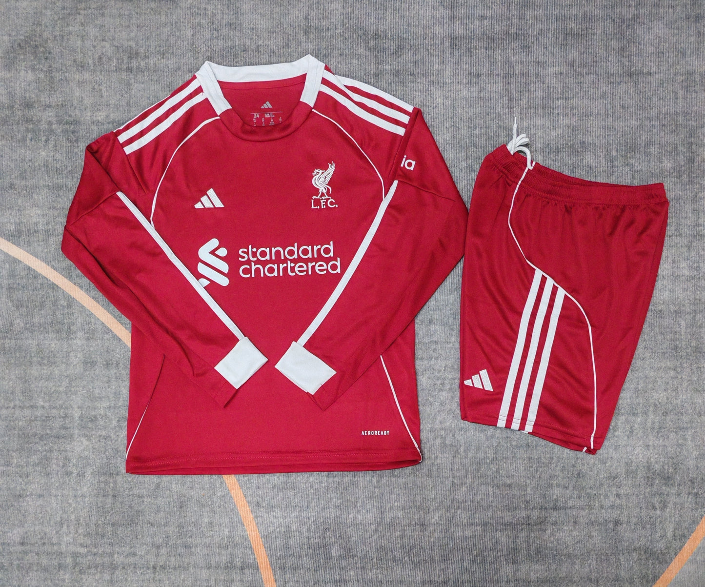 Kit Infantil Liverpool Home Manga Longa 24/25  - Vermelho