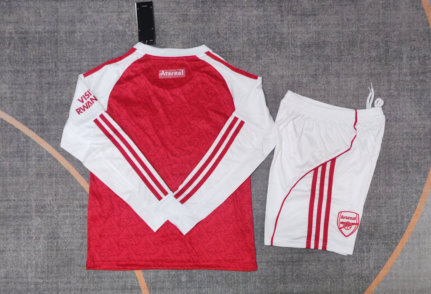 Kit Infantil Arsenal Home Manga Longa 25/26 - Vermelho e Branco