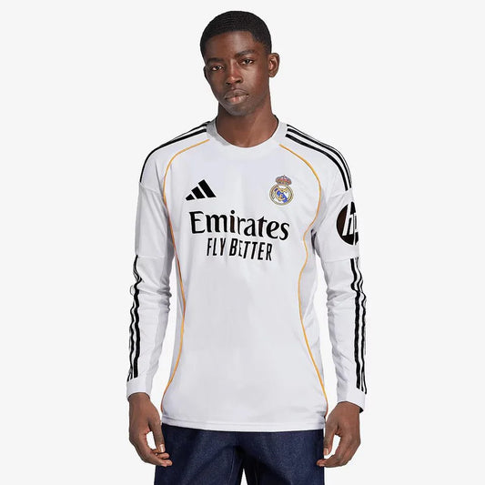 Real Madrid Home 25/26 Manga Longa Torcedor Adidas - Branca