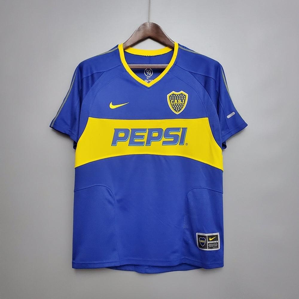 Boca Juniors Home Retrô 03/04  Nike - Azul e Amarela