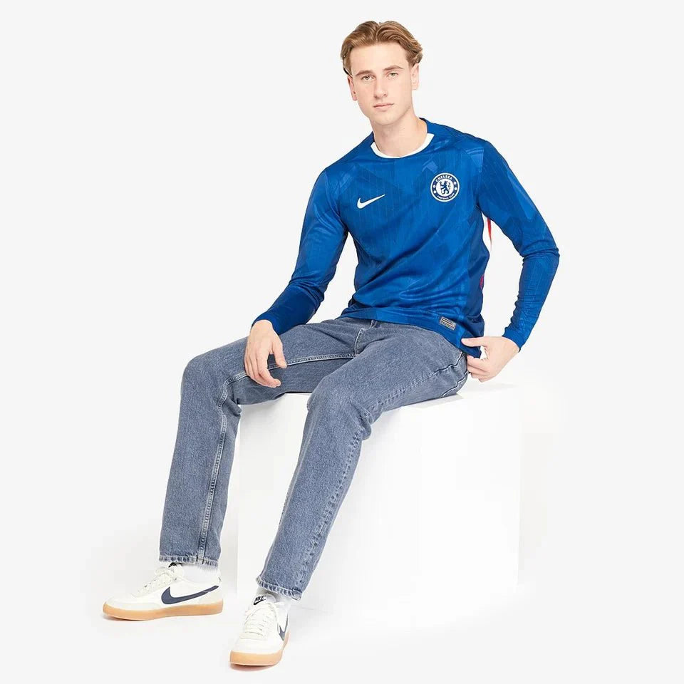 Chelsea Home 25/26 Torcedor Nike Manga Longa - Azul