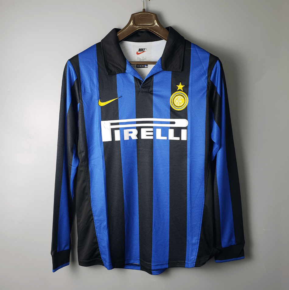 Inter de Milao Home 98/99 Retrô Manga Longa Nike - Azul e Preto