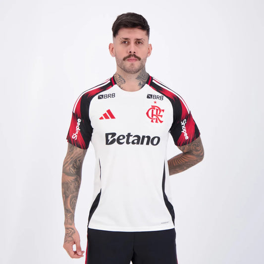 Flamengo Away 25/26 Torcedor Com Patrocínios Adidas Masculino - Branco