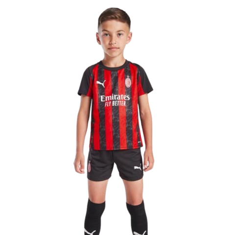 Kit Infantil Milan Home 25/26  - Vermelho e Preto