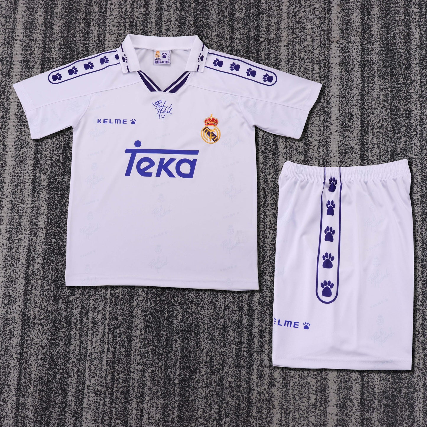 Kit Infantil Real Madrid Home Retrô 96/97 Kelme - Branco