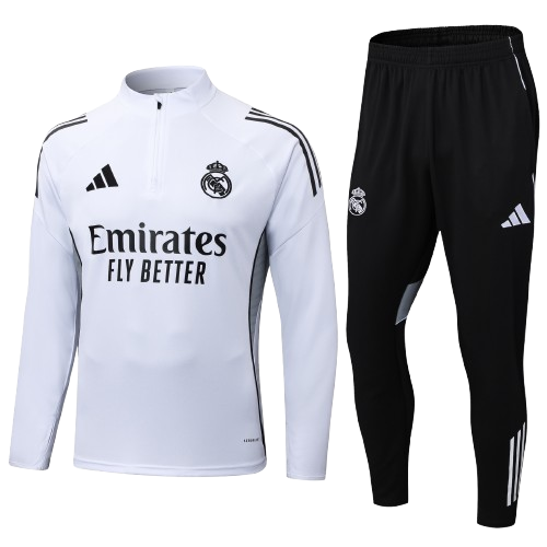 Kit Treino Infantil Agasalho + Calça Real Madrid  - Branco