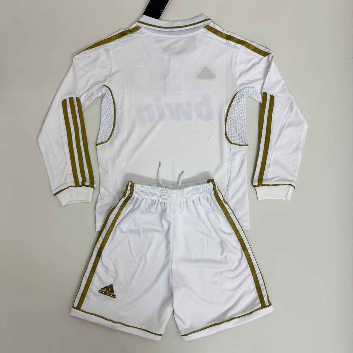 Kit Infantil Real Madrid Home Retrô 11/12 Manga Longa - Branco