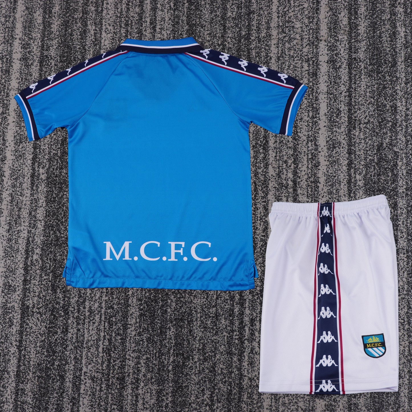 Kit Infantil Manchester City Home Retrô 97/98 - Azul