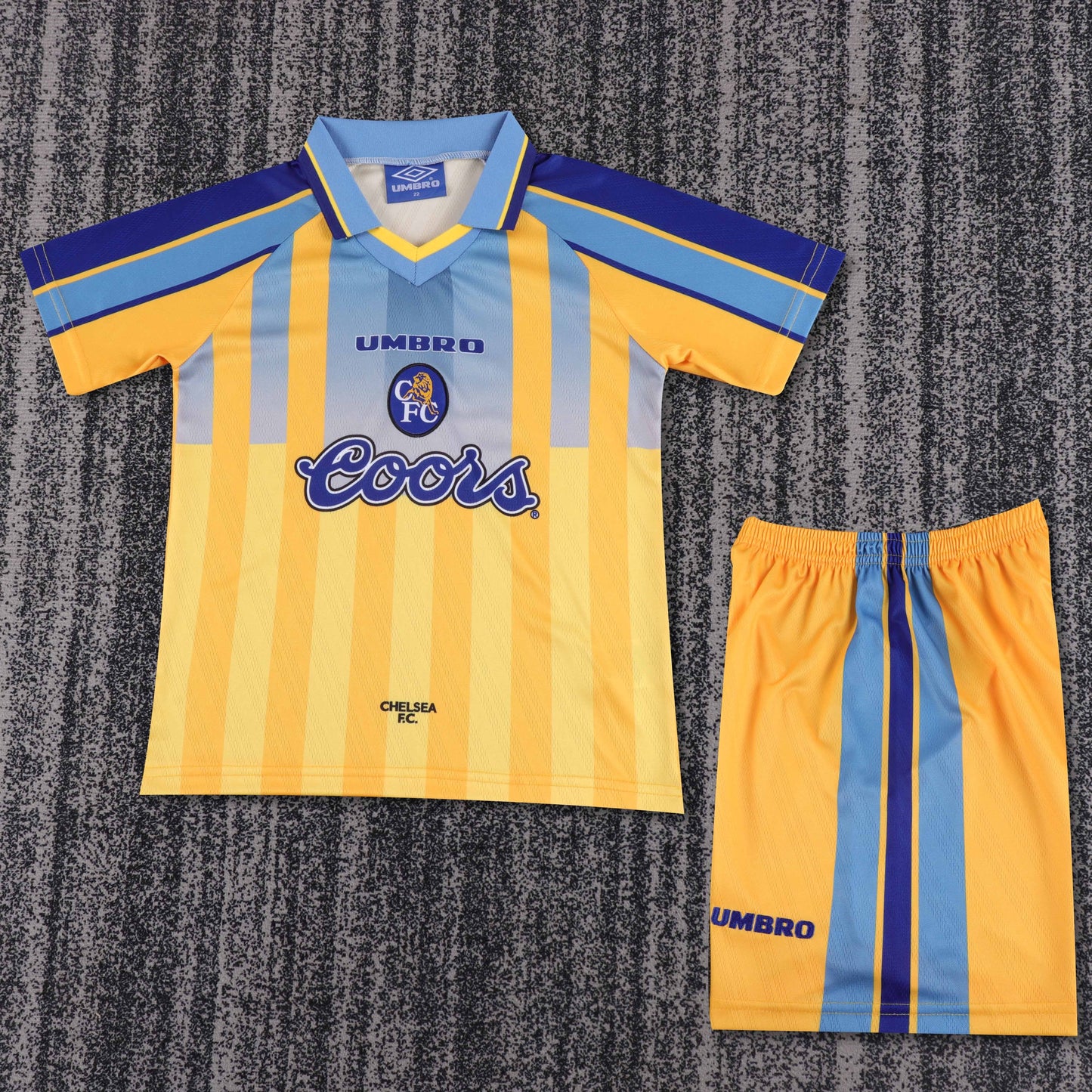 Kit Infantil Chelsea Away Retrô 96/97 - Amarelo