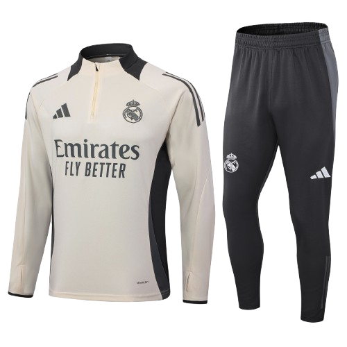 Kit Treino Infantil Agasalho + Calça Real Madrid  - Bege