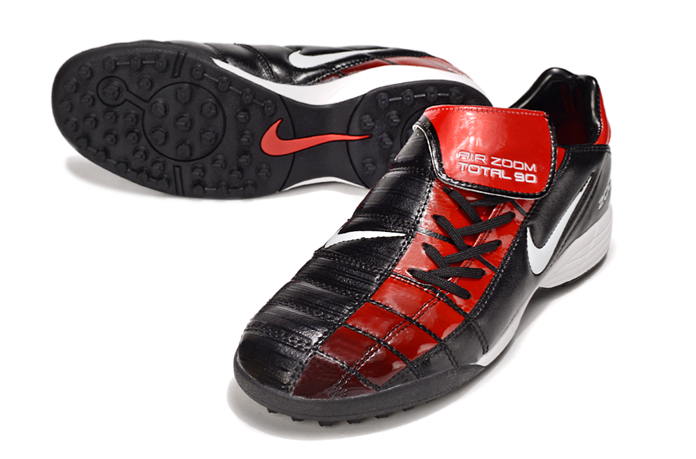 Chuteira Society Nike T90 TF - Preto e Vermelho