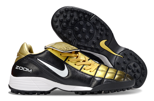Chuteira Society Nike T90 TF - Preto e Dourado