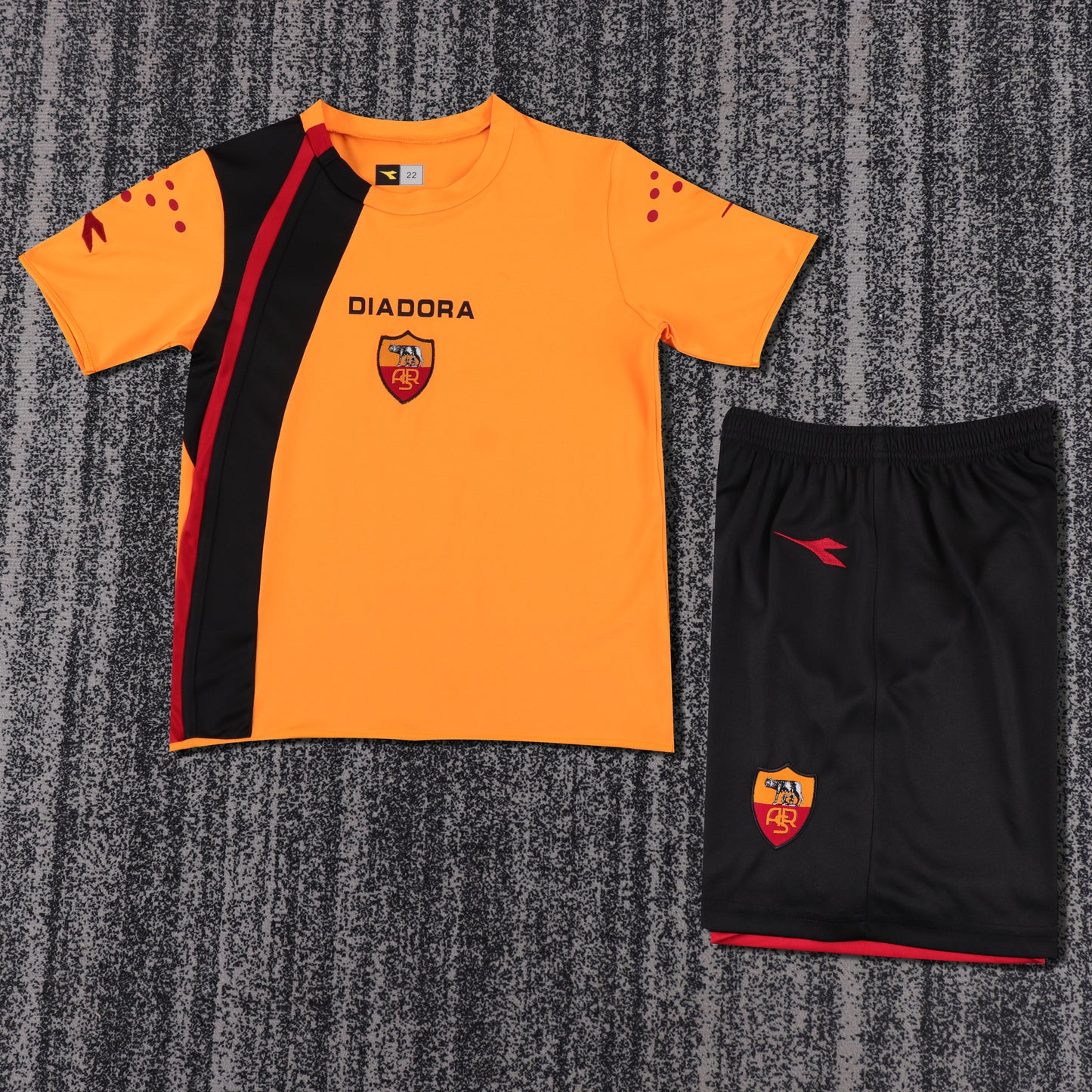 Kit Infantil Roma Away Retrô 05/06 Diadora - Laranja