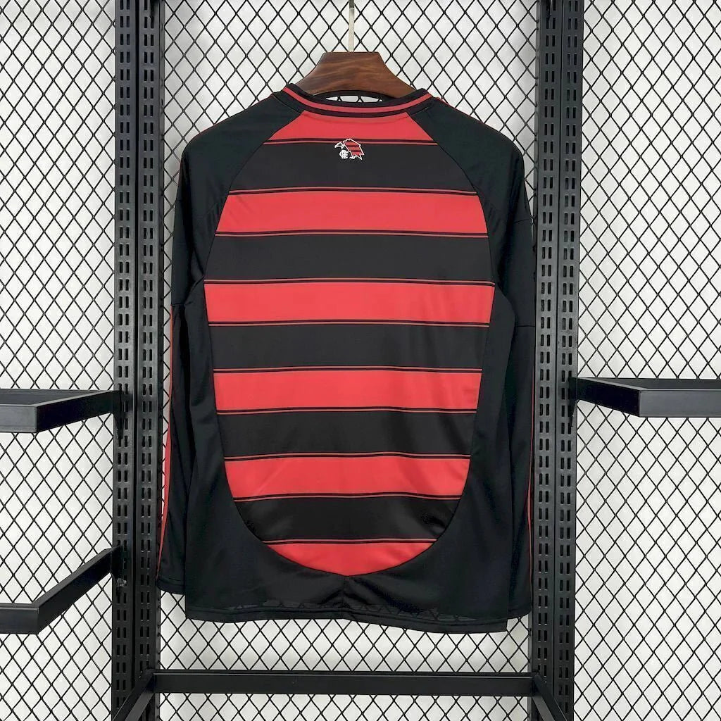 Flamengo Home 25/26 Manga Longa Adidas Masculino - Vermelho e Preto