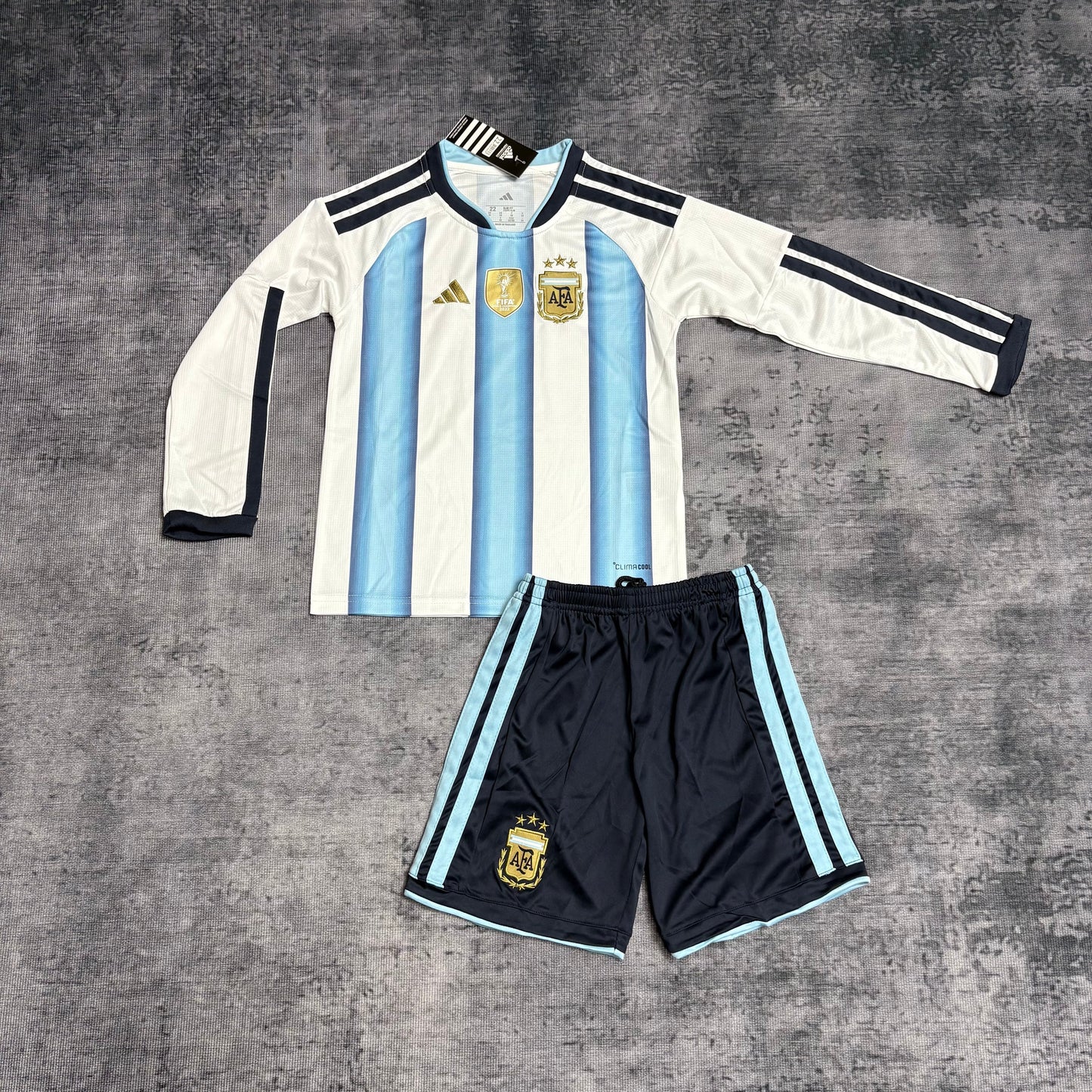 Kit Infantil Argentina Home Manga Longa 26/27 - Branco e Azul
