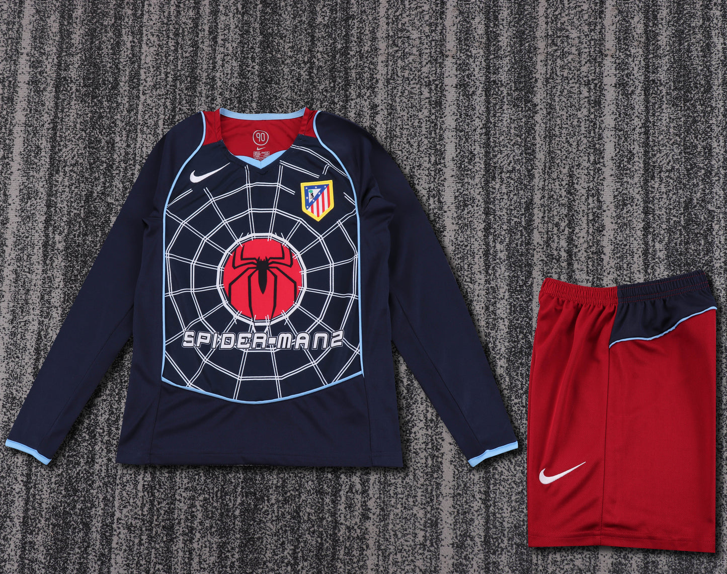 Kit Infantil Atletico de Madrid Away Retrô 04/05 - Azul Escuro