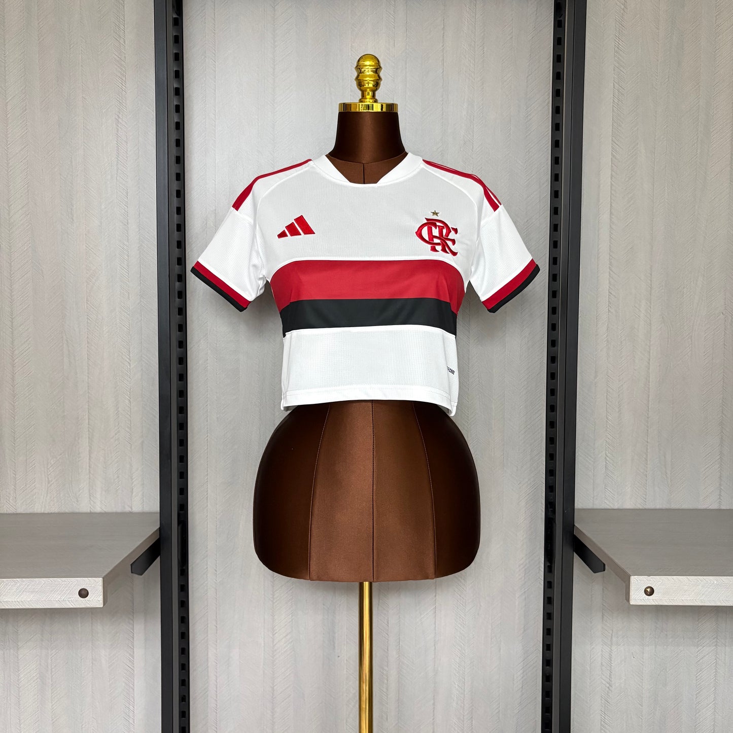 Flamengo Away 26/27 Cropped Adidas Torcedor Feminino - Branca e Vermelho