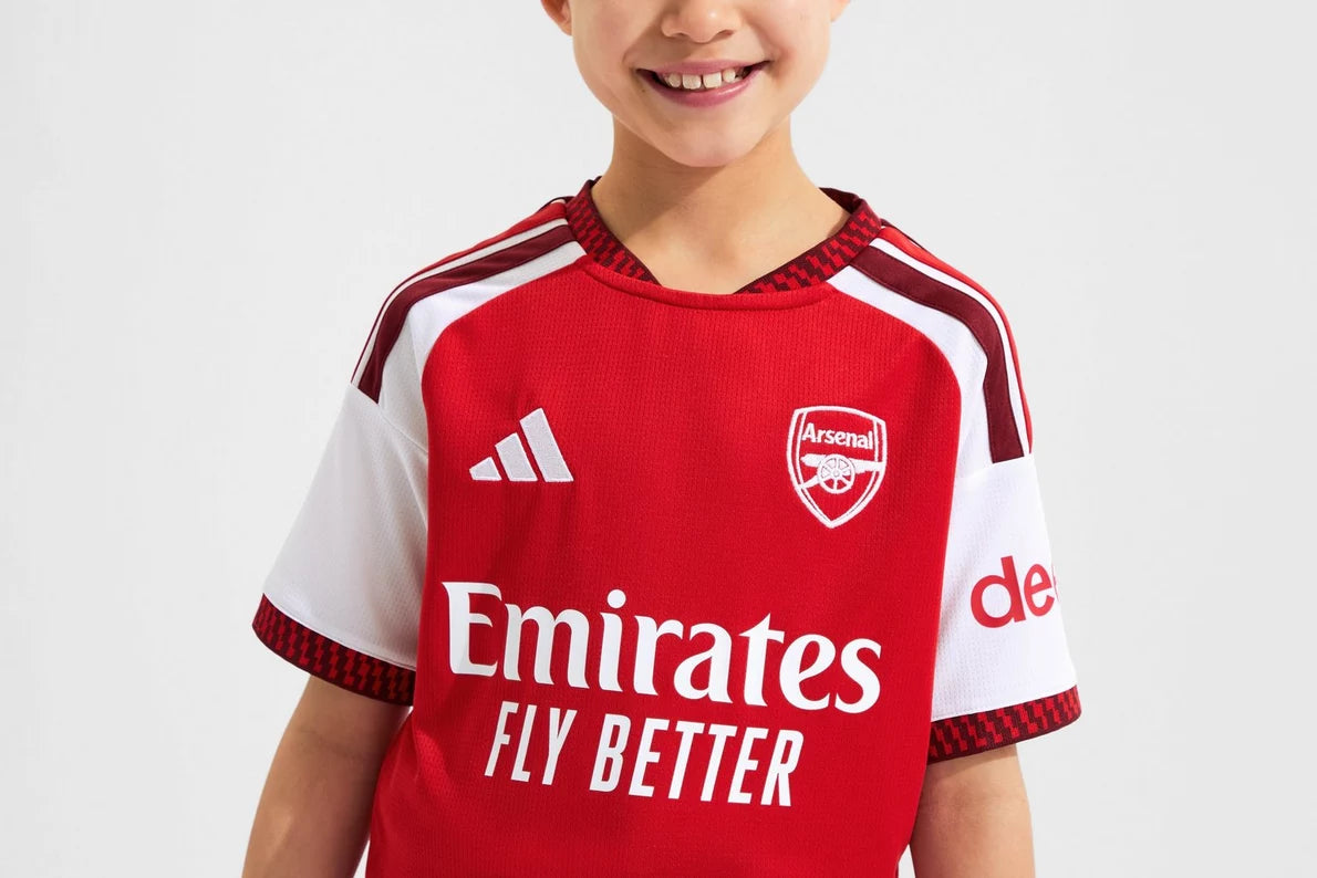 Kit Infantil Arsenal Home 26/27 - Vermelho e Branco