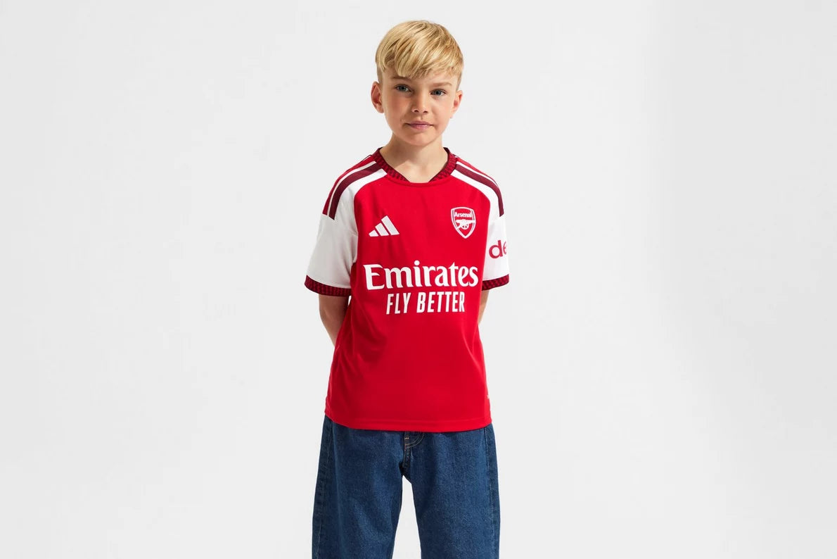 Kit Infantil Arsenal Home 26/27 - Vermelho e Branco