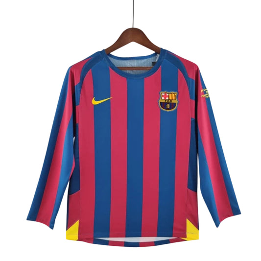 Barcelona Home Retrô 2006 Manga Longa Nike - Grená